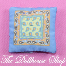 Fisher Price Loving Family Dollhouse Living Room Blue Sofa Bed Cushion Pillow-Toys & Hobbies:Preschool Toys & Pretend Play:Fisher-Price:1963-Now:Dollhouses-Fisher-Price-Bedroom,Blue,Dollhouse,Fisher Price,Living Room,Loving Family,Pillows,Used-The Dollhouse Shop