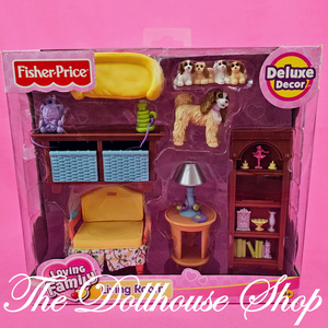 Fisher Price Loving Family Dollhouse Living Room Boxed Set-Toys & Hobbies:Preschool Toys & Pretend Play:Fisher-Price:1963-Now:Dollhouses-Fisher-Price-Chairs,Dollhouse,Fisher Price,Living Room,Loving Family,New,New Boxed Sets,Twin Time-The Dollhouse Shop