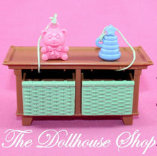 Fisher Price Loving Family Dollhouse Living Room Brown Coffee Table Drawers-Toys & Hobbies:Preschool Toys & Pretend Play:Fisher-Price:1963-Now:Dollhouses-Fisher-Price-Brown,Dollhouse,Fisher Price,Lamps & Coffee Tables,Living Room,Loving Family,Nursery Room,Used-Fisher Price Loving Family Dollhouse Brown Coffee Table with sliding drawers and toys. Perfect for playtime fun! Shop now at The Dollhouse Shop!-The Dollhouse Shop