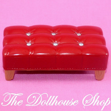 Fisher Price Loving Family Dollhouse Living Room Red Ottoman Sofa Stool Seat-Toys & Hobbies:Preschool Toys & Pretend Play:Fisher-Price:1963-Now:Dollhouses-Fisher-Price-Dollhouse,Fisher Price,Living Room,Loving Family,Used-The Dollhouse Shop