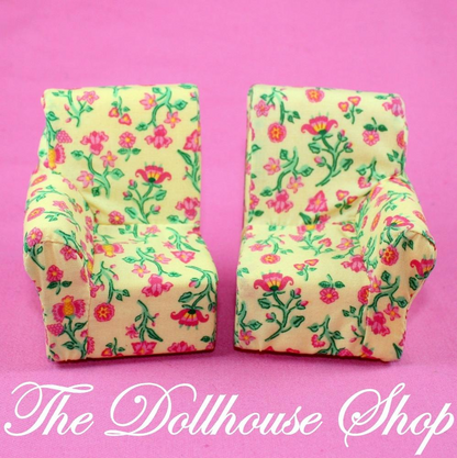 Fisher Price Loving Family Dollhouse Living Room Yellow 2 Seat Sofa Split Chair-Toys & Hobbies:Preschool Toys & Pretend Play:Fisher-Price:1963-Now:Dollhouses-Fisher-Price-Chairs,Dollhouse,Fisher Price,Living Room,Loving Family,Used,Yellow-The Dollhouse Shop