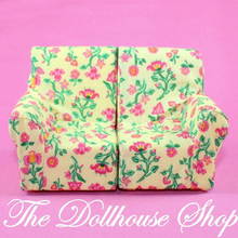 Fisher Price Loving Family Dollhouse Living Room Yellow 2 Seat Sofa Split Chair-Toys & Hobbies:Preschool Toys & Pretend Play:Fisher-Price:1963-Now:Dollhouses-Fisher-Price-Chairs,Dollhouse,Fisher Price,Living Room,Loving Family,Used,Yellow-The Dollhouse Shop