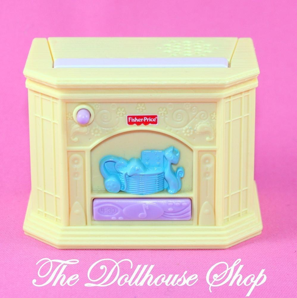 Fisher Price Loving Family Dollhouse Musical Pop Up Yellow TV Television-Toys & Hobbies:Preschool Toys & Pretend Play:Fisher-Price:1963-Now:Dollhouses-Fisher-Price-Dollhouse,Fisher Price,Living Room,Loving Family,Used,Yellow-The Dollhouse Shop