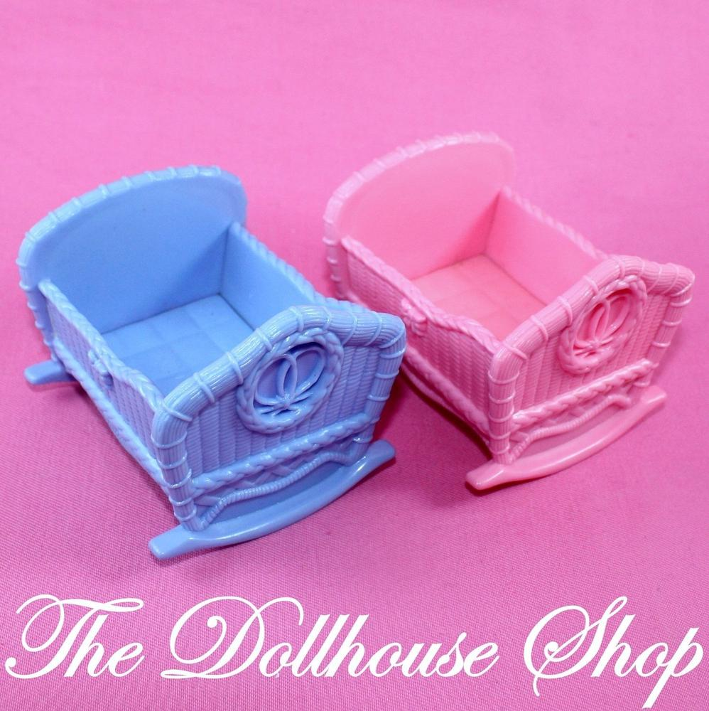 Fisher Price Loving Family Dollhouse Nursery 2 Cribs Cradles Blue Pink-Toys & Hobbies:Preschool Toys & Pretend Play:Fisher-Price:1963-Now:Dollhouses-Fisher-Price-Cribs & Cradles,Dollhouse,Fisher Price,Loving Family,Nursery Room,Pink,Used-Two baby cribs - one blue and one pink. Originally sold with the Fisher Loving Family twin time mansion. Crib, cradle, Fits baby doll approx. 2 inches long Perfect for Fisher Price Loving family Dollhouse or Playskool Dollhouse. Cradles can be rocked Encourages creativity p