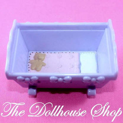 Fisher Price Loving Family Dollhouse Nursery Baby Doll Purple Crib Cradle-Toys & Hobbies:Preschool Toys & Pretend Play:Fisher-Price:1963-Now:Dollhouses-Fisher-Price-Cribs & Cradles,Dollhouse,Fisher Price,Loving Family,Nursery Room,Used-Fisher Price Loving Family Dollhouse purple crib fits baby dolls up to 2". Perfect for nursery play. Find it now at The Dollhouse Shop!-The Dollhouse Shop