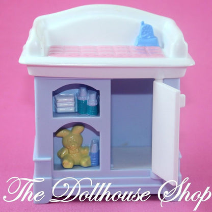 Fisher Price Loving Family Dollhouse Nursery Blue Baby Doll's Changing Table-Toys & Hobbies:Preschool Toys & Pretend Play:Fisher-Price:1963-Now:Dollhouses-Fisher-Price-Bedroom,Dollhouse,Dream Dollhouse,Fisher Price,Kids Bedroom,Loving Family,Nursery Room,Twin Time,Used-Fisher Price Loving Family Dollhouse Blue Baby Doll Nursery Change Table with storage. Shop fun dollhouse accessories now at The Dollhouse Shop!-The Dollhouse Shop