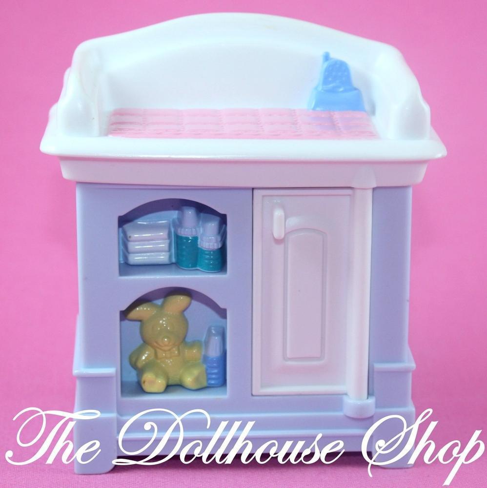 Fisher Price Loving Family Dollhouse Nursery Blue Baby Doll's Changing Table-Toys & Hobbies:Preschool Toys & Pretend Play:Fisher-Price:1963-Now:Dollhouses-Fisher-Price-Bedroom,Dollhouse,Dream Dollhouse,Fisher Price,Kids Bedroom,Loving Family,Nursery Room,Twin Time,Used-Fisher Price Loving Family Dollhouse Blue Baby Doll Nursery Change Table with storage. Shop fun dollhouse accessories now at The Dollhouse Shop!-The Dollhouse Shop