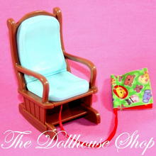 Fisher Price Loving Family Dollhouse Nursery Blue Brown Rocking Chair Book-Toys & Hobbies:Preschool Toys & Pretend Play:Fisher-Price:1963-Now:Dollhouses-Fisher-Price-Bedroom,Chairs,Dollhouse,Fisher Price,Kids Bedroom,Loving Family,Nursery Room,Used-The Dollhouse Shop
