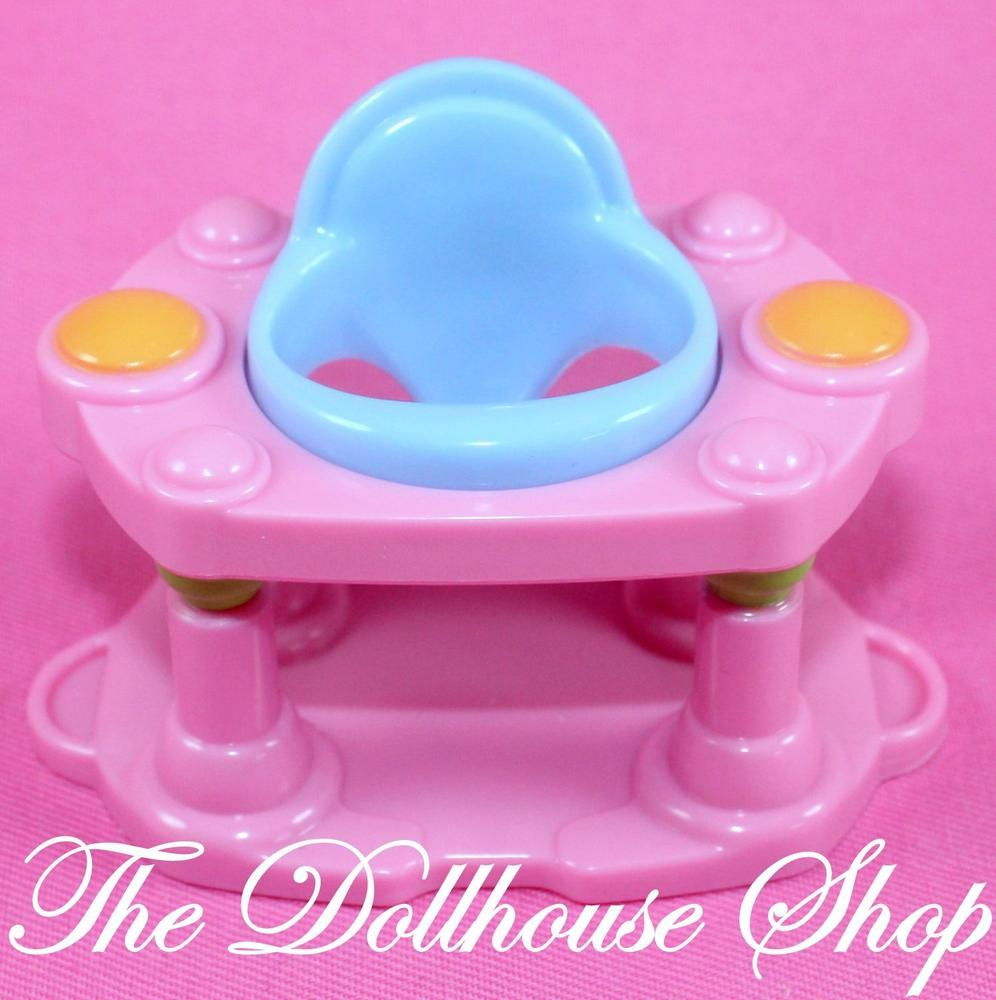 Fisher Price Loving Family Dollhouse Nursery Pink Baby Doll Exersaucer Seat-Toys & Hobbies:Preschool Toys & Pretend Play:Fisher-Price:1963-Now:Dollhouses-Fisher-Price-Dollhouse,Fisher Price,Loving Family,Nursery Room,Used-The Dollhouse Shop