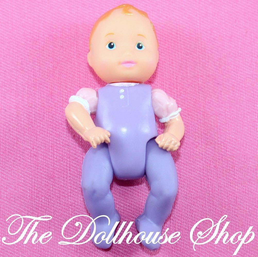 Fisher Price Loving Family Dollhouse Nursery Pink Purple Baby Girl Boy Doll-Toys & Hobbies:Preschool Toys & Pretend Play:Fisher-Price:1963-Now:Dollhouses-Fisher-Price-Baby,Dollhouse,Dolls,Fisher Price,Girl Dolls,Loving Family,Used-Fisher Price Loving Family purple baby doll, 2 3/4" poseable for dollhouse fun. Perfect for nursery play! Find it now at The Dollhouse Shop!-The Dollhouse Shop
