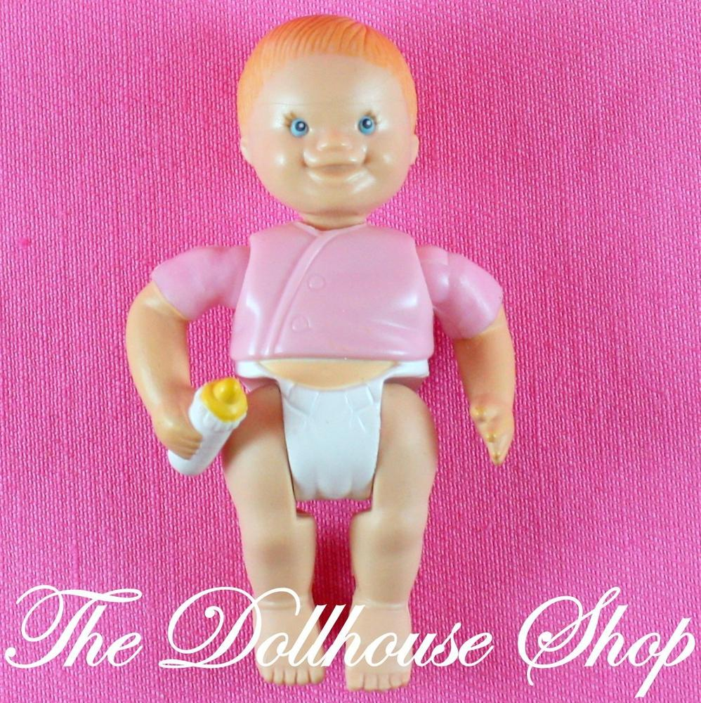 Fisher Price Loving Family Dollhouse Nursery Pink Top Diaper Baby Girl Doll-Toys & Hobbies:Preschool Toys & Pretend Play:Fisher-Price:1963-Now:Dollhouses-Fisher-Price-Baby,Dollhouse,Dolls,Fisher Price,Girl Dolls,Loving Family,Pink,Twin Time,Used,White-The Dollhouse Shop