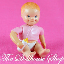 Fisher Price Loving Family Dollhouse Nursery Pink Top Diaper Baby Girl Doll-Toys & Hobbies:Preschool Toys & Pretend Play:Fisher-Price:1963-Now:Dollhouses-Fisher-Price-Baby,Dollhouse,Dolls,Fisher Price,Girl Dolls,Loving Family,Pink,Twin Time,Used,White-Fisher Price Loving Family Twin Time baby girl doll with bottle, perfect for dollhouses. Gently used, fun for creative play. Shop now at The Dollhouse Shop!-The Dollhouse Shop
