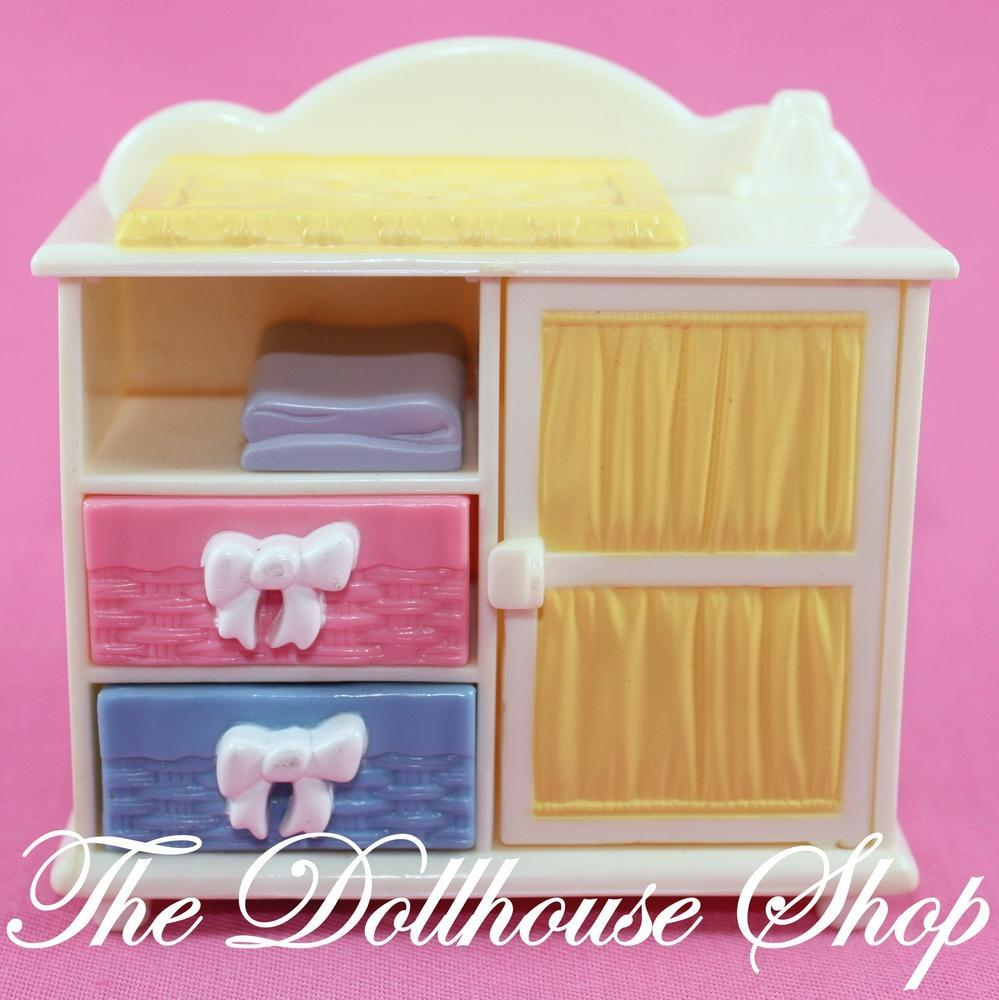 Fisher Price Loving Family Dollhouse Nursery Yellow White Baby Doll Changing Table-Toys & Hobbies:Preschool Toys & Pretend Play:Fisher-Price:1963-Now:Dollhouses-Fisher-Price-Dollhouse,Fisher Price,Loving Family,Nursery Room,Tables,Used-The Dollhouse Shop