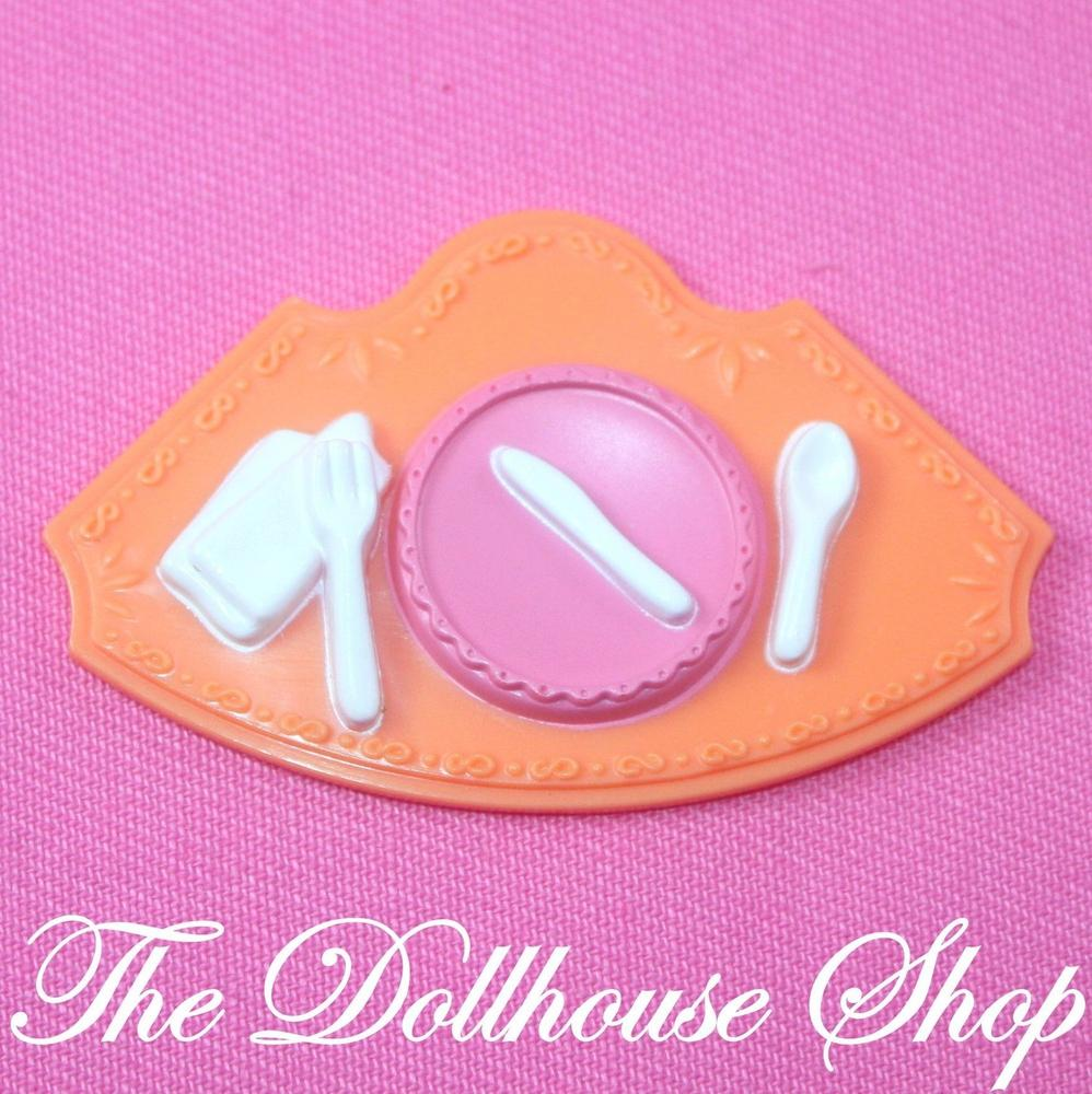 Fisher Price Loving Family Dollhouse Orange Place Setting Kitchen Food Tray-Toys & Hobbies:Preschool Toys & Pretend Play:Fisher-Price:1963-Now:Dollhouses-Fisher-Price-Backyard Fun,Dining Room,Dollhouse,Fisher Price,Food Accessories,Kitchen,Loving Family,orange,Outdoor Furniture,Used-The Dollhouse Shop