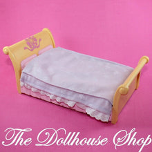 Fisher Price Loving Family Dollhouse Parents Bedroom Queen Sleigh Bed-Toys & Hobbies:Preschool Toys & Pretend Play:Fisher-Price:1963-Now:Dollhouses-Fisher-Price-Bedroom,Dollhouse,Fisher Price,Loving Family,Parents Bedroom,Used-Fisher Price Loving Family Dollhouse Parents Queen Sleigh Bed with attached sheet. Perfect for play! Find it now at The Dollhouse Shop!-The Dollhouse Shop