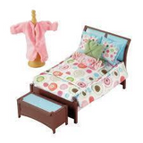 Fisher Price Loving Family Dollhouse Parents Deluxe Bedroom Furniture-Toys & Hobbies:Preschool Toys & Pretend Play:Fisher-Price:1963-Now:Dollhouses-Fisher-Price-Bedroom,Dollhouse,Fisher Price,Loving Family,New,New Boxed Sets,Parents Bedroom-Fisher Price Loving Family Dollhouse furniture accessories Parents Deluxe Bedroom set includes a full size bed with sheet attached, coat tree with mom's robe, blanket box, throw pillow, decorative bed pillow & double pillow. Vintage New Boxed Set for Fisher Price Loving 