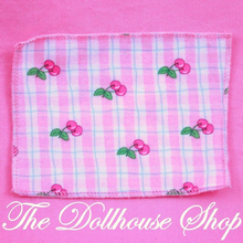 Fisher Price Loving Family Dollhouse Picnic Rug Pink Cherry Horse Stable Blanket-Toys & Hobbies:Preschool Toys & Pretend Play:Fisher-Price:1963-Now:Dollhouses-Fisher-Price-Animal & Pet Accessories,Blankets & Rugs,Dollhouse,Fisher Price,Horses & Stables,Loving Family,Pink,Sweet Expressions Stable,Used-The Dollhouse Shop