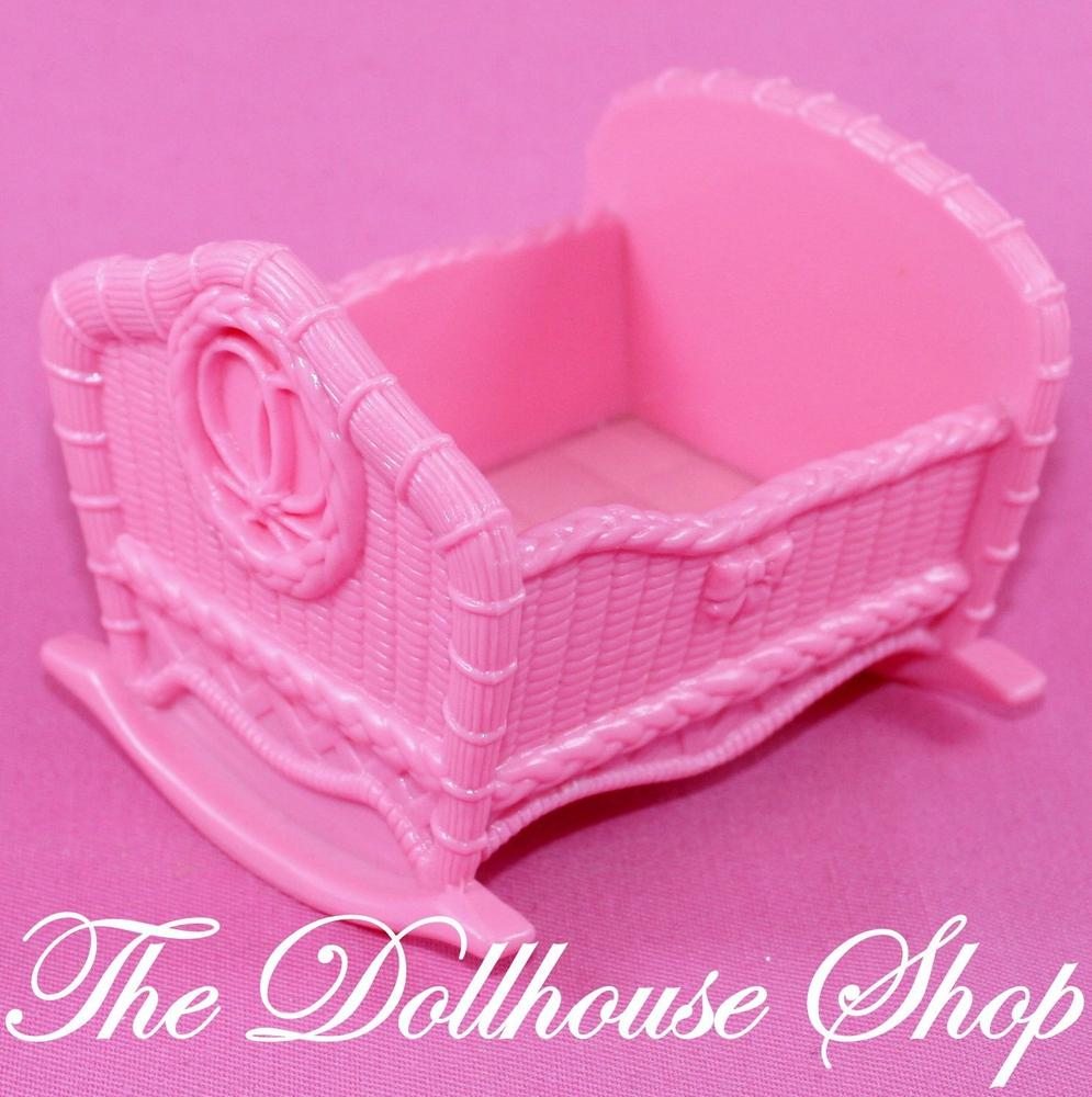 Fisher Price Loving Family Dollhouse Pink Baby Girl Doll Crib Cradle Nursery-Toys & Hobbies:Preschool Toys & Pretend Play:Fisher-Price:1963-Now:Dollhouses-Fisher-Price-Baby,Cribs & Cradles,Dollhouse,Fisher Price,Loving Family,Nursery Room,Pink,Used-The Dollhouse Shop