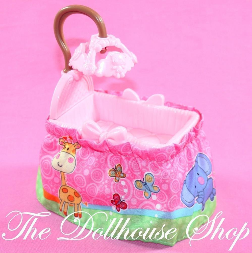 Fisher Price Loving Family Dollhouse Pink Baby Girl Doll Crib Mobile Nursery-Toys & Hobbies:Preschool Toys & Pretend Play:Fisher-Price:1963-Now:Dollhouses-Fisher-Price-Cribs & Cradles,Dollhouse,Fisher Price,Loving Family,Nursery Room,Used-The Dollhouse Shop