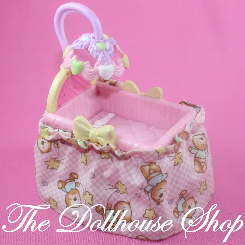 Fisher Price Loving Family Dollhouse Pink Baby Girl Doll Crib Mobile Nursery-Toys & Hobbies:Preschool Toys & Pretend Play:Fisher-Price:1963-Now:Dollhouses-Fisher-Price-Baby,Cribs & Cradles,Dollhouse,Fisher Price,Loving Family,Nursery Room,Pink,Used-The Dollhouse Shop