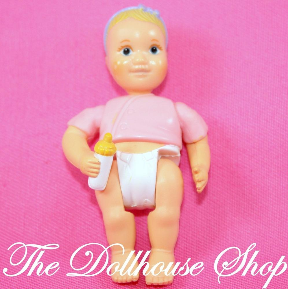 Fisher Price Loving Family Dollhouse Pink Baby Girl Doll Nursery bottle People-Toys & Hobbies:Preschool Toys & Pretend Play:Fisher-Price:1963-Now:Dollhouses-Fisher-Price-Dollhouse,Dolls,Fisher Price,Loving Family,Nursery Room,Used-The Dollhouse Shop