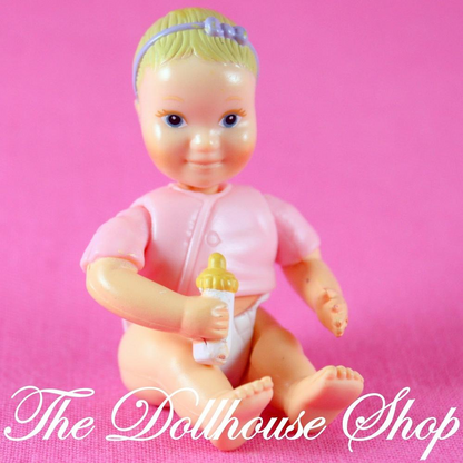 Fisher Price Loving Family Dollhouse Pink Baby Girl Doll Nursery bottle People-Toys & Hobbies:Preschool Toys & Pretend Play:Fisher-Price:1963-Now:Dollhouses-Fisher-Price-Dollhouse,Dolls,Fisher Price,Loving Family,Nursery Room,Used-The Dollhouse Shop