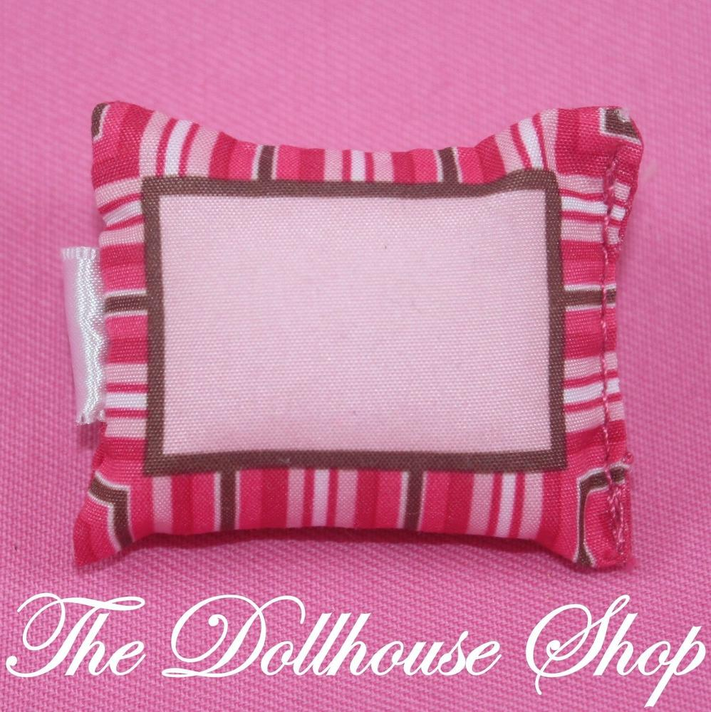 Fisher Price Loving Family Dollhouse Pink Doll Kids Bedroom Bed Pillow-Toys & Hobbies:Preschool Toys & Pretend Play:Fisher-Price:1963-Now:Dollhouses-Fisher-Price-Bedroom,Dollhouse,Fisher Price,Kids Bedroom,Living Room,Loving Family,Parents Bedroom,Pillows,Pink,Playroom,Used-The Dollhouse Shop