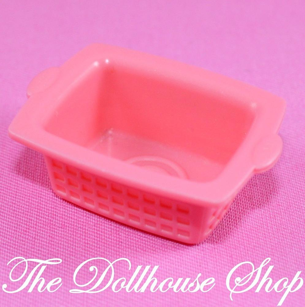 Fisher Price Loving Family Dollhouse Pink Laundry Doll Washing Basket Clothes-Toys & Hobbies:Preschool Toys & Pretend Play:Fisher-Price:1963-Now:Dollhouses-Fisher-Price-Dollhouse,Fisher Price,Laundry Room,Loving Family,Pink,Used-The Dollhouse Shop