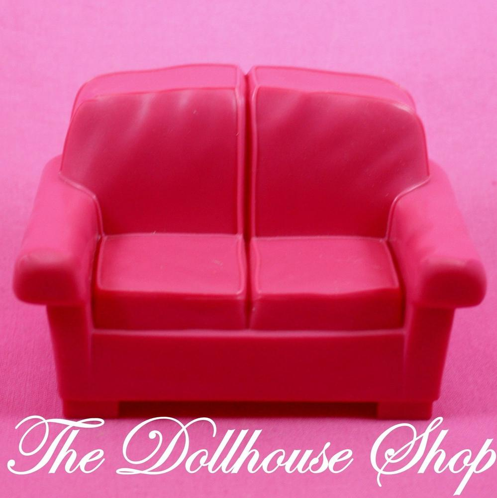 Fisher Price Loving Family Dollhouse Pink Loveseat Sofa Couch Living Room chair-Toys & Hobbies:Preschool Toys & Pretend Play:Fisher-Price:1963-Now:Dollhouses-Fisher-Price-Chairs,Dollhouse,Dream Dollhouse,Fisher Price,Living Room,Loving Family,Pink,Used-The Dollhouse Shop