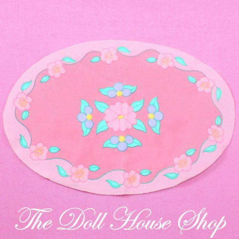 Fisher Price Loving Family Dollhouse Pink Oval Bedroom Doll Floor Rug Mat Carpet-Toys & Hobbies:Preschool Toys & Pretend Play:Fisher-Price:1963-Now:Dollhouses-Fisher-Price-Bedroom,Blankets & Rugs,Dollhouse,Dream Dollhouse,Fisher Price,Living Room,Loving Family,Parents Bedroom,Used-The Dollhouse Shop