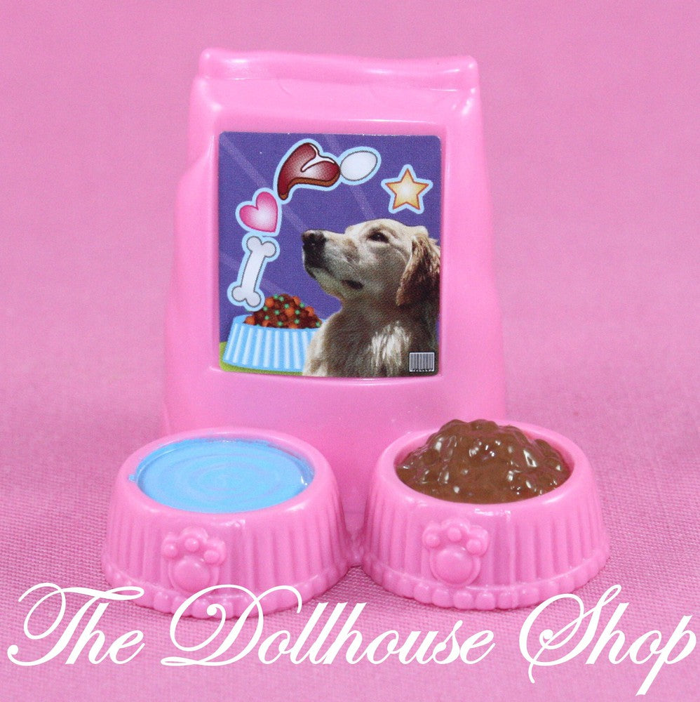 Fisher Price Loving Family Dollhouse Pink Pet Cat Dog Food Water Bowl-Toys & Hobbies:Preschool Toys & Pretend Play:Fisher-Price:1963-Now:Dollhouses-Fisher-Price-Animal & Pet Accessories,Dollhouse,Dream Dollhouse,Fisher Price,Loving Family,Outdoor Furniture,Pink,Used-The Dollhouse Shop