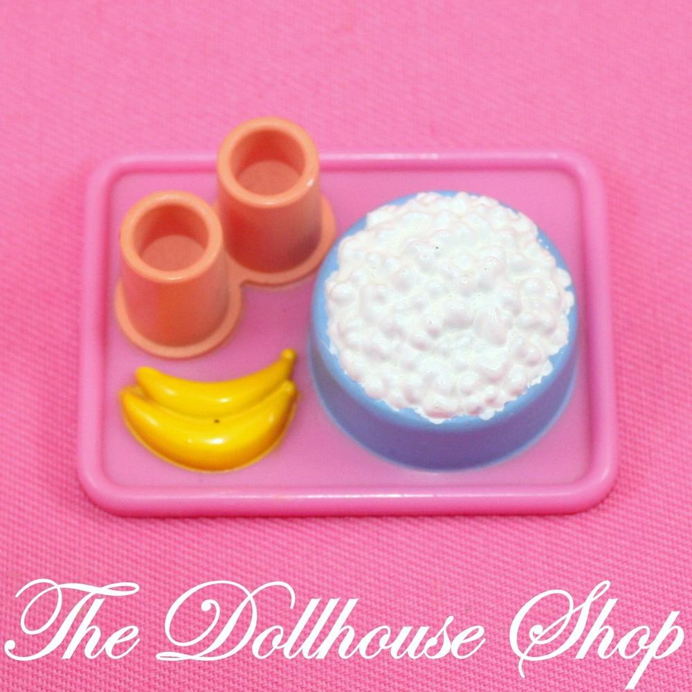 Fisher Price Loving Family Dollhouse Pink Popcorn Bananas Tray Kitchen Food-Toys & Hobbies:Preschool Toys & Pretend Play:Fisher-Price:1963-Now:Dollhouses-Fisher-Price-Dining Room,Dollhouse,Dream Dollhouse,Fisher Price,Food Accessories,Kitchen,Loving Family,Used-The Dollhouse Shop
