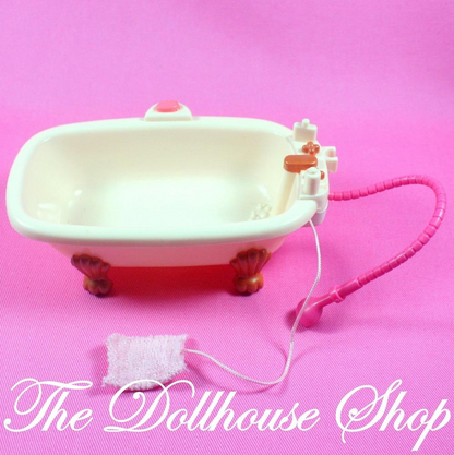 Fisher Price Loving Family Dollhouse Pink White Claw Foot Bath Tub Bathroom-Toys & Hobbies:Preschool Toys & Pretend Play:Fisher-Price:1963-Now:Dollhouses-Fisher-Price-Bathroom,Dollhouse,Fisher Price,Loving Family,Used,White-The Dollhouse Shop