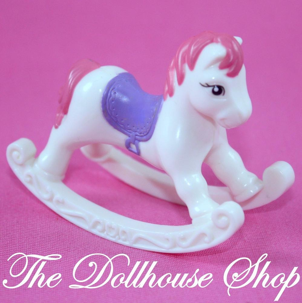 Fisher Price Loving Family Dollhouse Pink White Rocking Horse Baby Girl Nursery-Toys & Hobbies:Preschool Toys & Pretend Play:Fisher-Price:1963-Now:Dollhouses-Fisher-Price-Dollhouse,Fisher Price,Kids Bedroom,Loving Family,Nursery Room,Playroom,Used-The Dollhouse Shop
