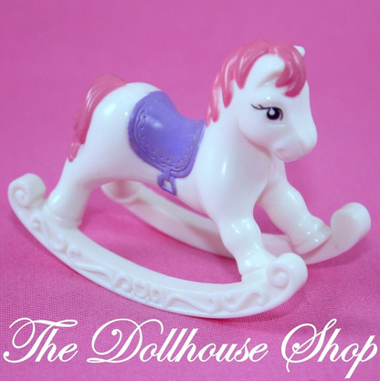 Fisher Price Loving Family Dollhouse Pink White Rocking Horse Baby Girl Nursery-Toys & Hobbies:Preschool Toys & Pretend Play:Fisher-Price:1963-Now:Dollhouses-Fisher-Price-Dollhouse,Fisher Price,Kids Bedroom,Loving Family,Nursery Room,Playroom,Used-The Dollhouse Shop