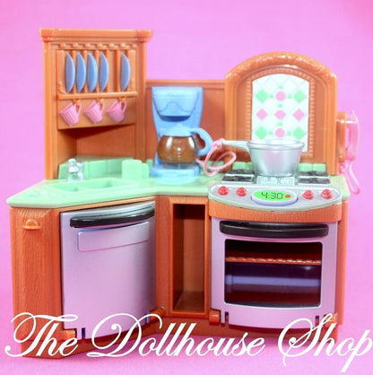 Fisher Price Loving Family Dollhouse Premium Brown Kitchen Stove Oven Sink-Toys & Hobbies:Preschool Toys & Pretend Play:Fisher-Price:1963-Now:Dollhouses-Fisher-Price-Brown,Dollhouse,Fisher Price,Kitchen,Loving Family,Twin Time,Used-Fisher Price Loving Family Twin Time Kitchen with lights, sounds, oven & phone. Perfect for dollhouse fun! Shop now at The Dollhouse Shop!-The Dollhouse Shop