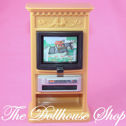 Fisher Price Loving Family Dollhouse Pretend 3 screen Flip TV Tan Television-Toys & Hobbies:Preschool Toys & Pretend Play:Fisher-Price:1963-Now:Dollhouses-Fisher-Price-Dollhouse,Fisher Price,Living Room,Loving Family,Used-The Dollhouse Shop