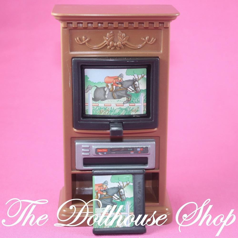 Fisher Price Loving Family Dollhouse Pretend Brown 3 screen Flip TV Television-Toys & Hobbies:Preschool Toys & Pretend Play:Fisher-Price:1963-Now:Dollhouses-Fisher-Price-Brown,Dollhouse,Fisher Price,Living Room,Loving Family,Used-Fisher Price Loving Family Dollhouse 3-channel flip TV with pretend DVDs. Perfect for creative play! Find it now at The Dollhouse Shop!-The Dollhouse Shop