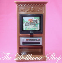 Fisher Price Loving Family Dollhouse Pretend Brown 3 screen Flip TV Television-Toys & Hobbies:Preschool Toys & Pretend Play:Fisher-Price:1963-Now:Dollhouses-Fisher-Price-Brown,Dollhouse,Fisher Price,Living Room,Loving Family,Used-Fisher Price Loving Family Dollhouse 3-channel flip TV toy, perfect for pretend play. Find this rare gem today at The Dollhouse Shop!-The Dollhouse Shop