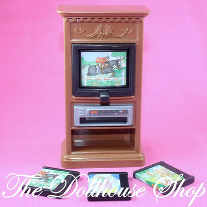 Fisher Price Loving Family Dollhouse Pretend Brown 3 screen Flip TV Television-Toys & Hobbies:Preschool Toys & Pretend Play:Fisher-Price:1963-Now:Dollhouses-Fisher-Price-Brown,Dollhouse,Fisher Price,Living Room,Loving Family,Used-Fisher Price Loving Family Dollhouse 3-channel flip TV with pretend DVDs. Perfect for creative play! Find it now at The Dollhouse Shop!-The Dollhouse Shop