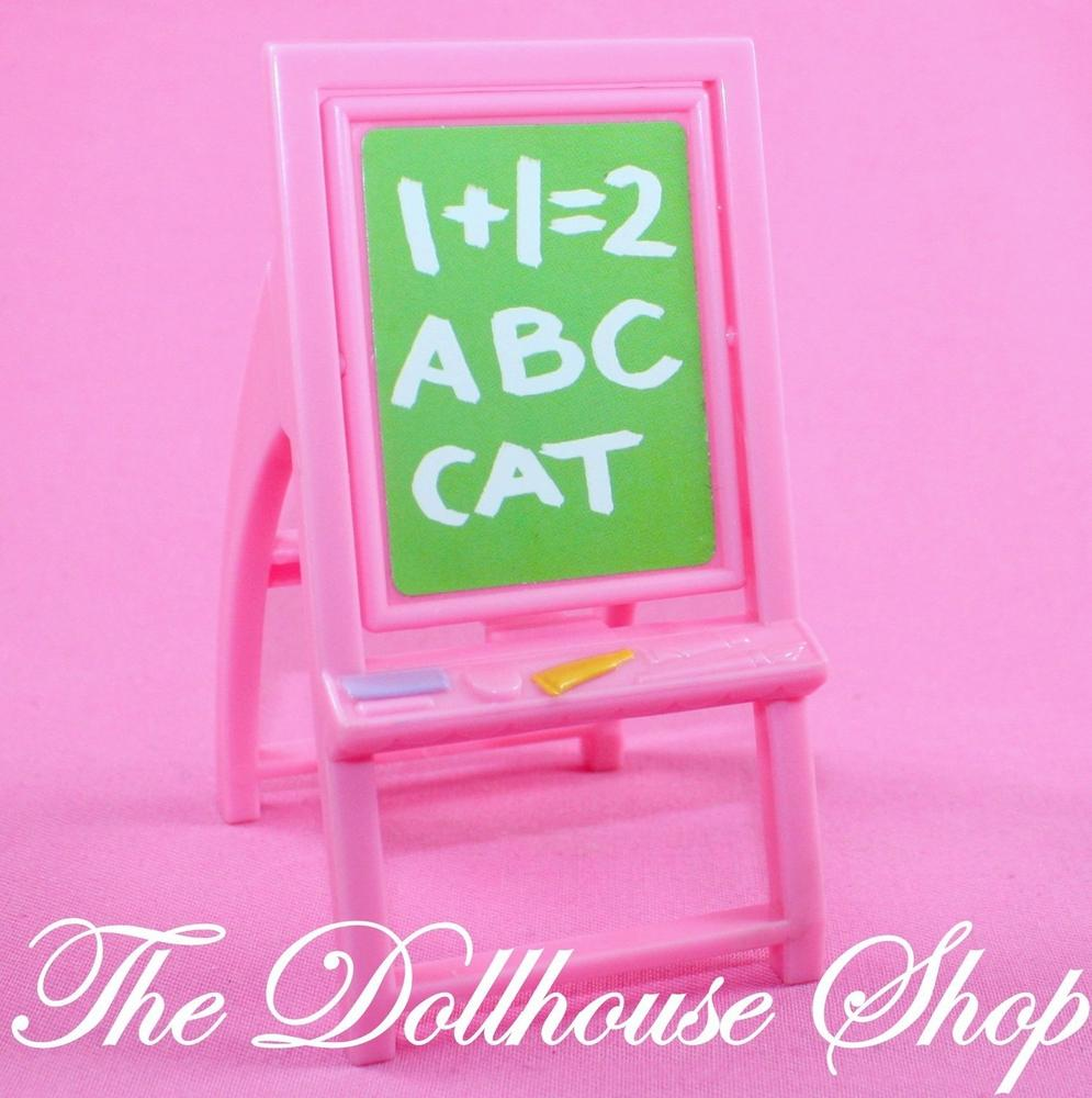 Fisher Price Loving Family Dollhouse Pretend Pink Kid Doll Art Easel Chalk Board-Toys & Hobbies:Preschool Toys & Pretend Play:Fisher-Price:1963-Now:Dollhouses-Fisher-Price-Dollhouse,Fisher Price,Loving Family,Outdoor Furniture,Pink,Playroom,Used-The Dollhouse Shop