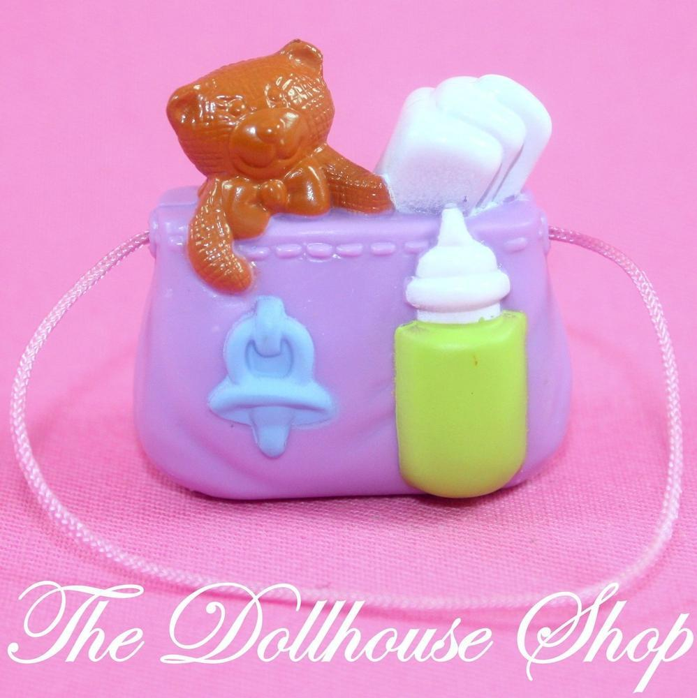 Fisher Price Loving Family Dollhouse Purple Baby Doll Diaper Bag Nursery-Toys & Hobbies:Preschool Toys & Pretend Play:Fisher-Price:1963-Now:Dollhouses-Fisher-Price-Dollhouse,Fisher Price,Loving Family,Nursery Room,Used-The Dollhouse Shop