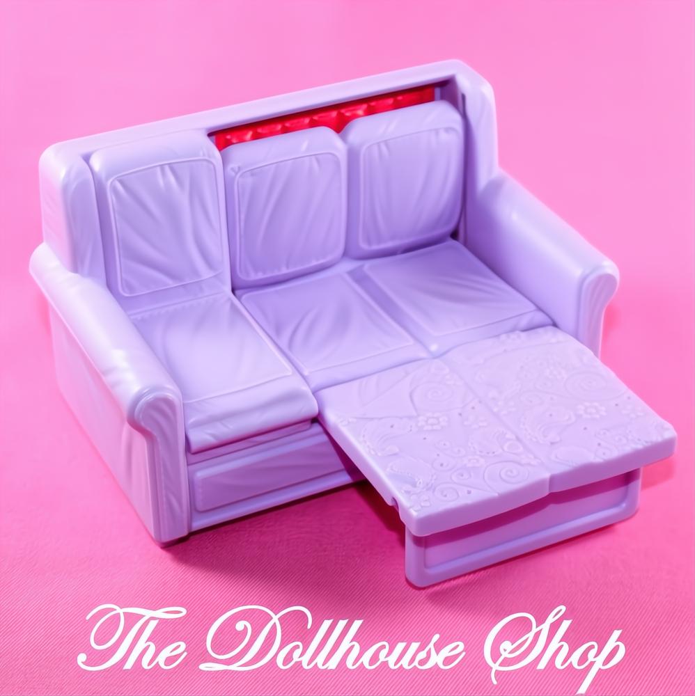 Fisher Price Loving Family Dollhouse Purple Fold-Out Sofa Couch-The Dollhouse Shop