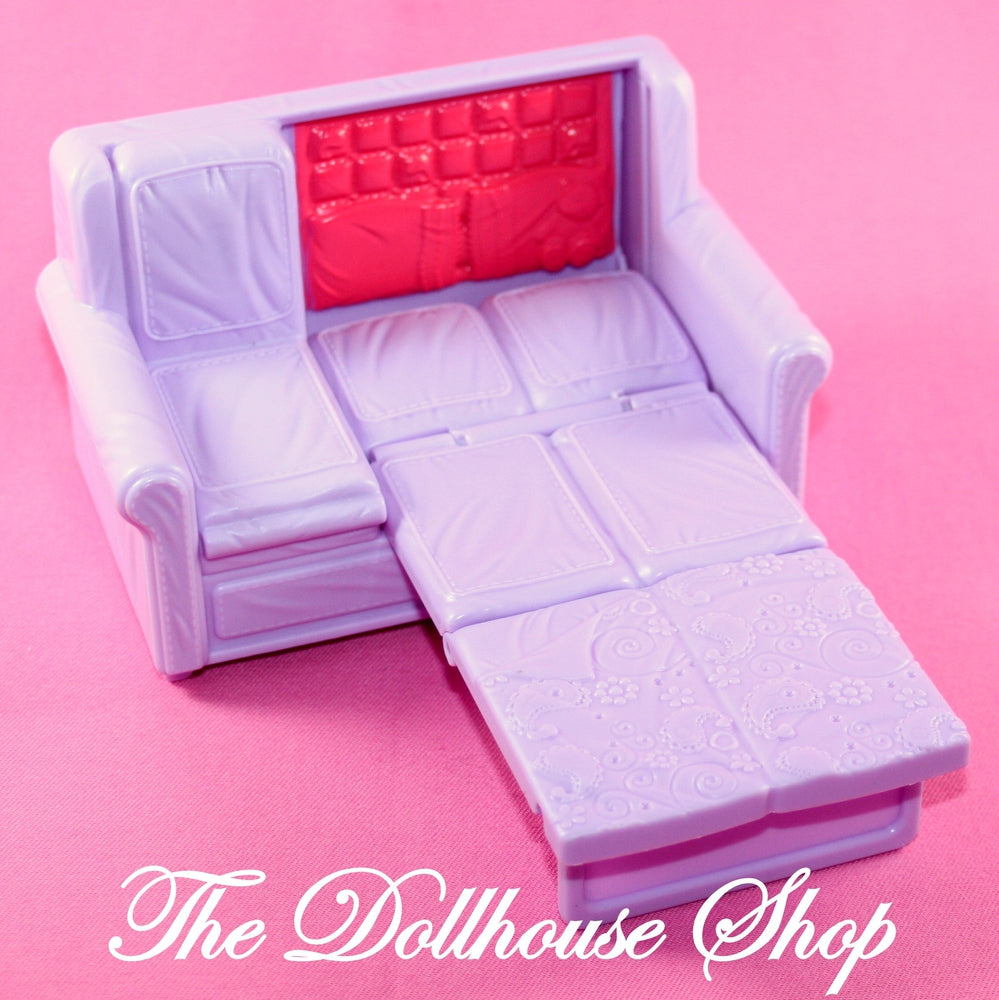 Fisher Price Loving Family Dollhouse Purple Fold-Out Sofa Couch-Toys & Hobbies:Preschool Toys & Pretend Play:Fisher-Price:1963-Now:Dollhouses-Fisher-Price-Chairs,Dollhouse,Dream Dollhouse,Fisher Price,Living Room,Loving Family,Used-The Dollhouse Shop