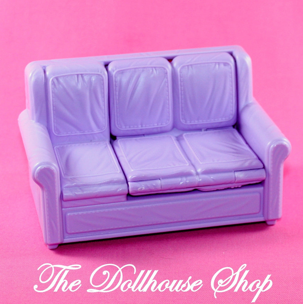 Fisher Price Loving Family Dollhouse Purple Fold-Out Sofa Couch-Toys & Hobbies:Preschool Toys & Pretend Play:Fisher-Price:1963-Now:Dollhouses-Fisher-Price-Chairs,Dollhouse,Dream Dollhouse,Fisher Price,Living Room,Loving Family,Used-The Dollhouse Shop