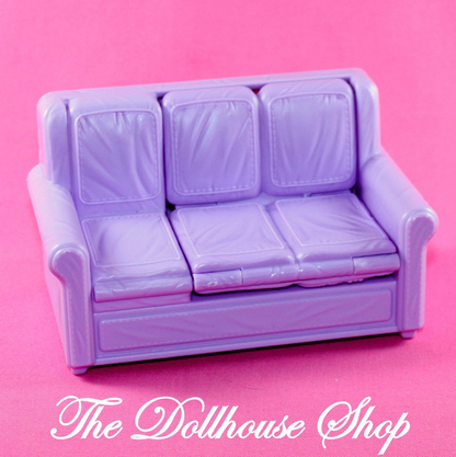 Fisher Price Loving Family Dollhouse Purple Fold-Out Sofa Couch-Toys & Hobbies:Preschool Toys & Pretend Play:Fisher-Price:1963-Now:Dollhouses-Fisher-Price-Chairs,Dollhouse,Dream Dollhouse,Fisher Price,Living Room,Loving Family,Used-The Dollhouse Shop