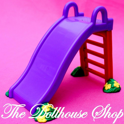 Fisher Price Loving Family Dollhouse Purple Playground Doll Slide Backyard Fun-Toys & Hobbies:Preschool Toys & Pretend Play:Fisher-Price:1963-Now:Dollhouses-Fisher-Price-Backyard Fun,Dollhouse,Fisher Price,Loving Family,Outdoor Furniture,Purple,Sweet sounds,Used-The Dollhouse Shop