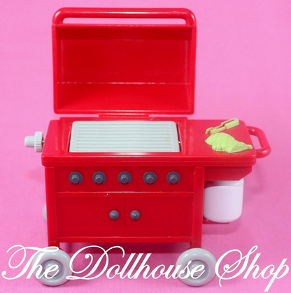 Fisher Price Loving Family Dollhouse Red Barbecue BBQ Grill Outdoor Fun-Toys & Hobbies:Preschool Toys & Pretend Play:Fisher-Price:1963-Now:Dollhouses-Fisher-Price-Backyard Fun,Dollhouse,Fisher Price,Loving Family,Outdoor Furniture,Used-The Dollhouse Shop