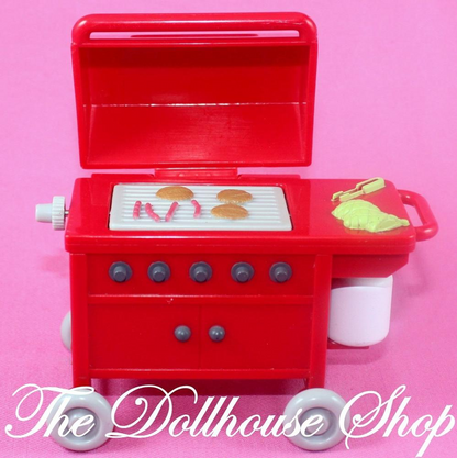 Fisher Price Loving Family Dollhouse Red Barbecue BBQ Grill Outdoor Fun-Toys & Hobbies:Preschool Toys & Pretend Play:Fisher-Price:1963-Now:Dollhouses-Fisher-Price-Backyard Fun,Dollhouse,Fisher Price,Loving Family,Outdoor Furniture,Used-The Dollhouse Shop