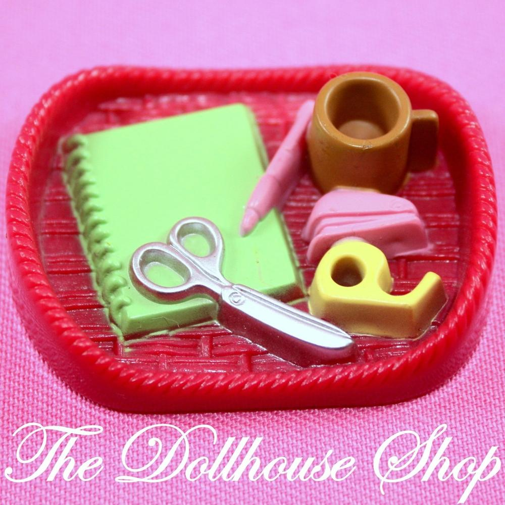 Fisher Price Loving Family Dollhouse Red Office Craft Tray Doll Kids Bedroom-Toys & Hobbies:Preschool Toys & Pretend Play:Fisher-Price:1963-Now:Dollhouses-Fisher-Price-Dollhouse,Fisher Price,Living Room,Loving Family,Office,Used-The Dollhouse Shop
